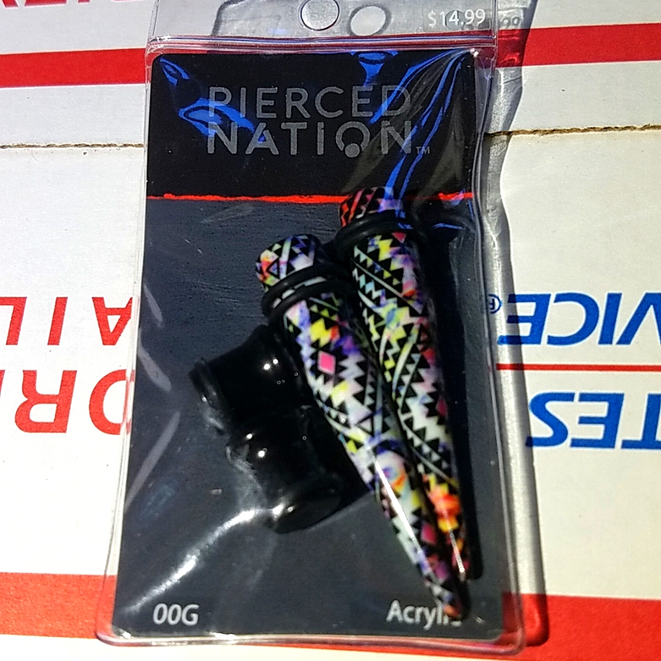 Nwt Pierced Nation Cute Multicolor Pattern Acrylic Plugs Tapers 00g 10mm